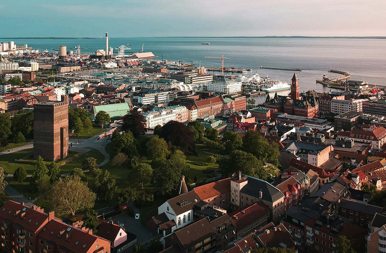 Helsingborgs stad där man kan se havet och staden